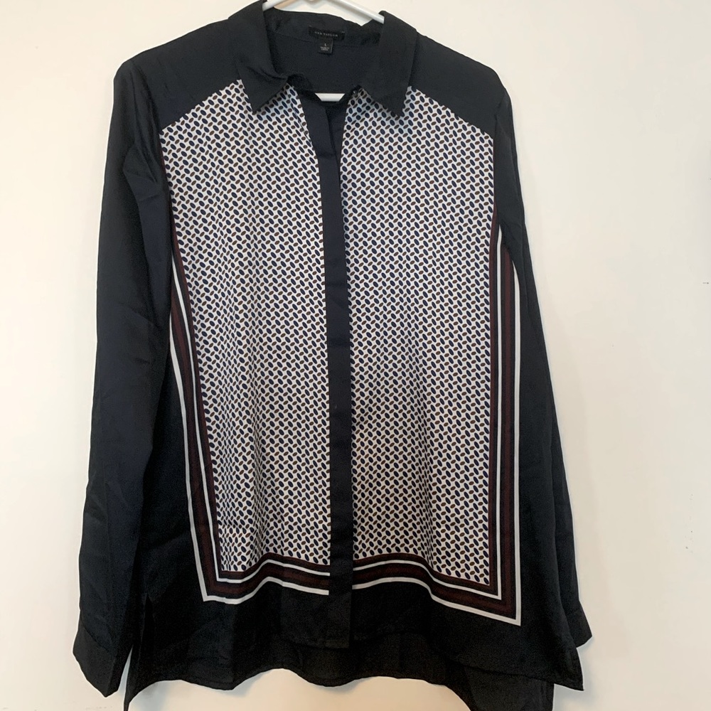 Ann Taylor Navy Blue Button Down Blouse